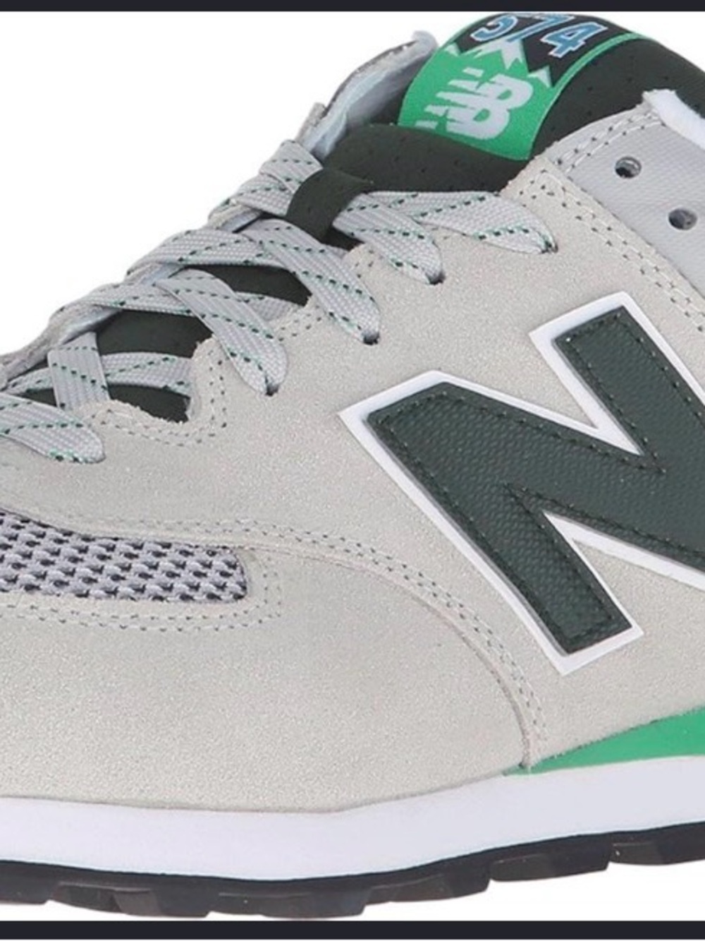 New Balance Men's Light Gray and Dark Green Sneakers